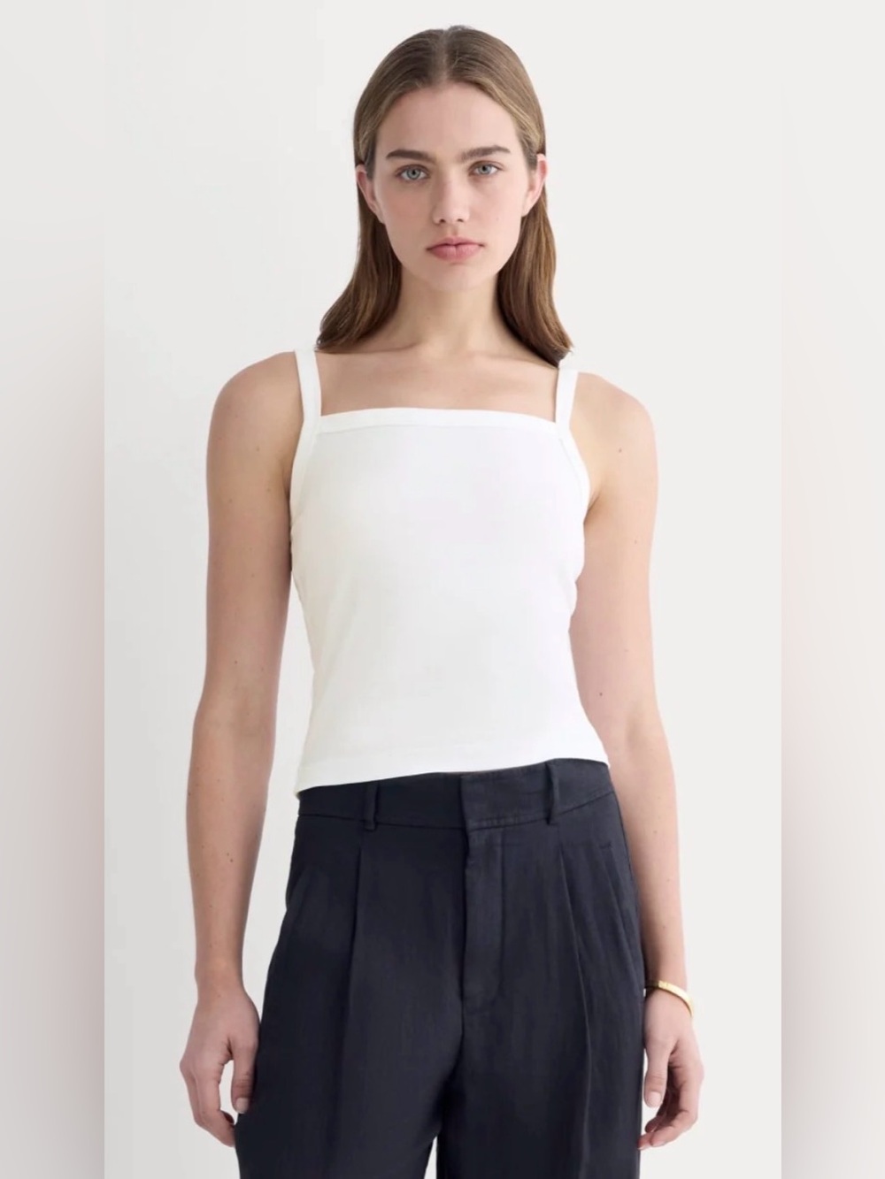 New Everlane THE ESSENTIAL SQUARE-NECK TANK White Size S Casual Chic Timeless